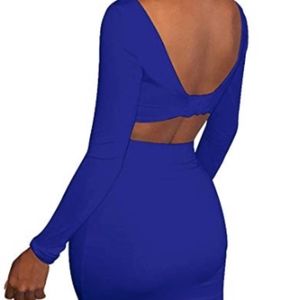 Womens Sexy Long Sleeve 2 Piece Bodycon Outfit